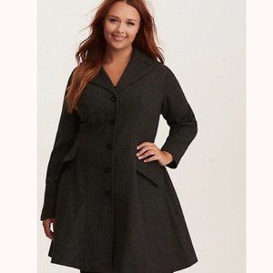 Torrid Herringbone Wool Blend Button Front Swing Coat Size 6